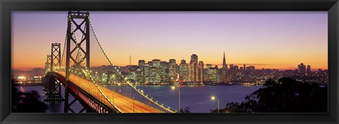 Framed San Francisco Bay Bridge At Dusk, California Print