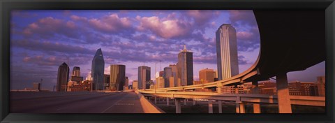 Framed Dallas Skyscrapers ( Purple Sky) Print