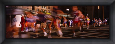 Framed Blurred Motion Of Marathon Runners, Houston, Texas, USA Print