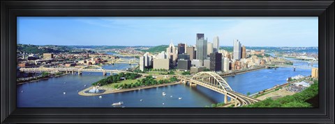 Framed Daytime Skyline With The Alleghany River, Pittsburgh, Pennsylvania, USA Print