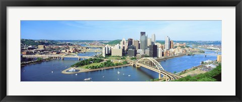 Framed Daytime Skyline With The Alleghany River, Pittsburgh, Pennsylvania, USA Print