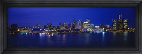 Framed USA, Michigan, Detroit, night Print