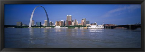 Framed Gateway Arch and city skyline viewed from the Mississippi River, St. Louis, Missouri, USA Print