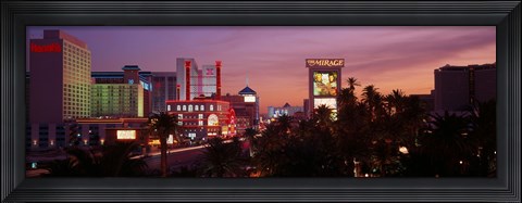 Framed Casinos At Twilight, Las Vegas, Nevada, USA Print