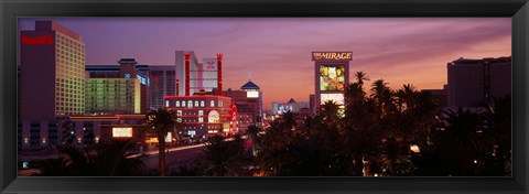 Framed Casinos At Twilight, Las Vegas, Nevada, USA Print