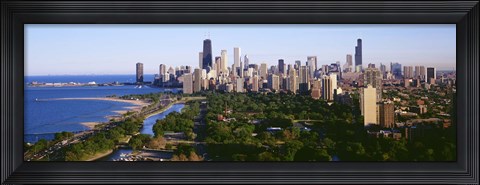 Framed Aerial View Of Skyline, Chicago, Illinois, USA Print