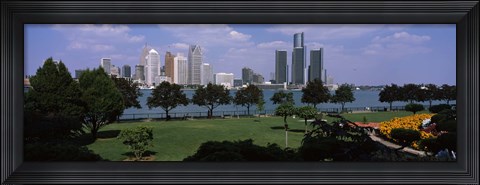 Framed Trees in a park with buildings in the background, Detroit, Wayne County, Michigan, USA Print
