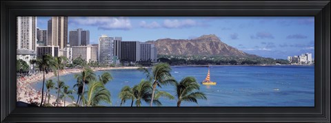 Framed Waikiki Beach, Honolulu, Hawaii, USA Print