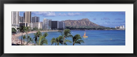 Framed Waikiki Beach, Honolulu, Hawaii, USA Print