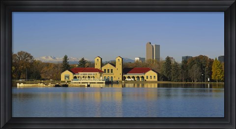 Framed Buildings at the waterfront, City Park Pavilion, Denver, Colorado, USA Print