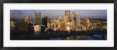 Framed Reflection of buildings in a river, Monongahela River, Pittsburgh, Pennsylvania, USA Print