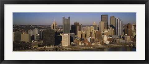 Framed High angle view of buildings in a city, Pittsburgh, Pennsylvania, USA Print