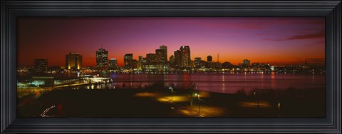 Framed Buildings lit up at night, New Orleans, Louisiana, USA Print