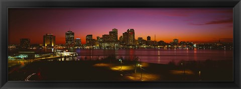 Framed Buildings lit up at night, New Orleans, Louisiana, USA Print