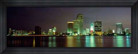 Framed Miami Skyline at Night Print