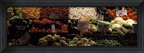 Framed Vegetables at Pike Place Market, Seattle, Washington Print