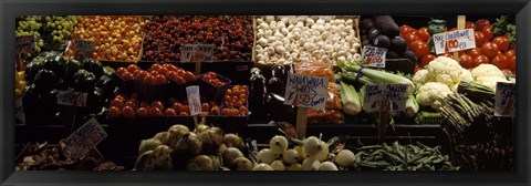 Framed Vegetables at Pike Place Market, Seattle, Washington Print