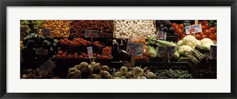 Framed Vegetables at Pike Place Market, Seattle, Washington Print