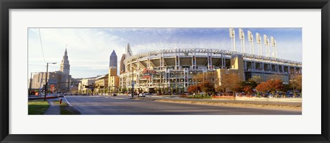 Framed Low angle view of baseball stadium, Jacobs Field, Cleveland, Ohio, USA Print