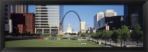 Framed Buildings in a city, Gateway Arch, Old Courthouse, St. Louis, Missouri, USA Print