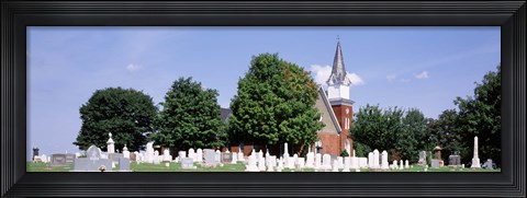 Framed Cemetery in front of a church, Clynmalira Methodist Cemetery, Baltimore, Maryland, USA Print