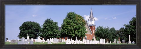 Framed Cemetery in front of a church, Clynmalira Methodist Cemetery, Baltimore, Maryland, USA Print