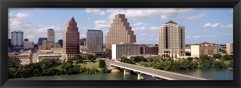Framed Buildings in a city, Town Lake, Austin, Texas, USA Print