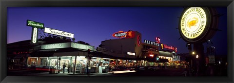 Framed Tourists at a restaurant, Fisherman&#39;s Wharf, San Francisco, California, USA Print