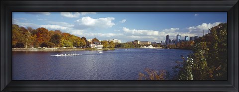 Framed Boat in the river, Schuylkill River, Philadelphia, Pennsylvania, USA Print