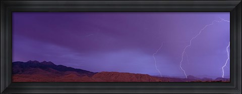 Framed Clouds lightning over the mountains, Mt Four Peaks, Phoenix, Arizona, USA Print