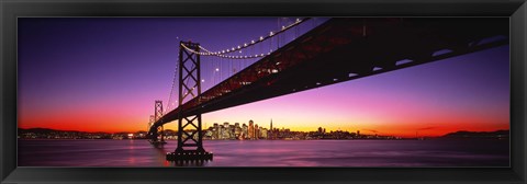 Framed San Francisco Bay Bridge with Purple Night Sky Print