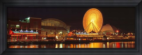 Framed Night Navy Pier Chicago IL USA Print