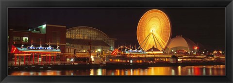 Framed Night Navy Pier Chicago IL USA Print