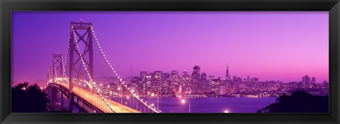 Framed Bay Bridge at Night, San Francisco Print