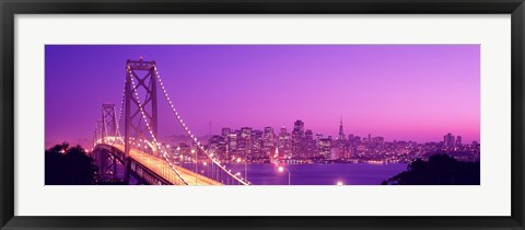 Framed Bay Bridge at Night, San Francisco Print