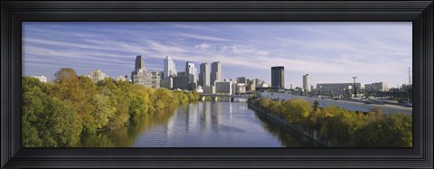 Framed Reflection of buildings in water, Schuylkill River, Northwest Philadelphia, Philadelphia, Pennsylvania, USA Print