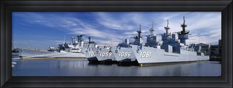 Framed Warships at a naval base, Philadelphia, Philadelphia County, Pennsylvania, USA Print