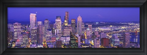 Framed USA, Washington, Seattle, cityscape at dusk Print