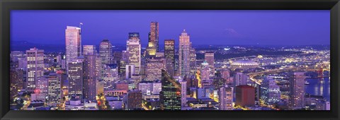 Framed USA, Washington, Seattle, cityscape at dusk Print