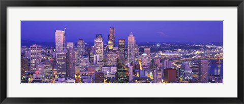 Framed USA, Washington, Seattle, cityscape at dusk Print