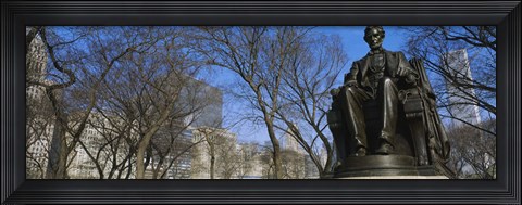 Framed Low angle view of a statue of Abraham Lincoln in a park, Grant Park, Chicago, Illinois, USA Print