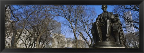 Framed Low angle view of a statue of Abraham Lincoln in a park, Grant Park, Chicago, Illinois, USA Print