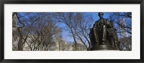 Framed Low angle view of a statue of Abraham Lincoln in a park, Grant Park, Chicago, Illinois, USA Print