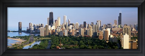 Framed Skyline with Hancock Building and Sears Tower, Chicago, Illinois Print