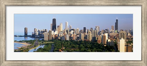 Framed Skyline with Hancock Building and Sears Tower, Chicago, Illinois Print
