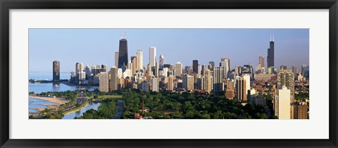 Framed Skyline with Hancock Building and Sears Tower, Chicago, Illinois Print