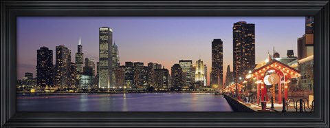 Framed View Of The Navy Pier And Skyline, Chicago, Illinois, USA Print