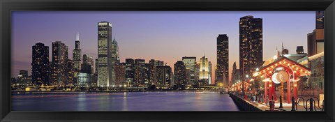 Framed View Of The Navy Pier And Skyline, Chicago, Illinois, USA Print