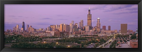 Framed View Of A Cityscape At Twilight, Chicago, Illinois, USA Print