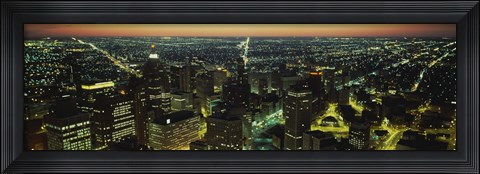 Framed High Angle View of Detroit at Night Print